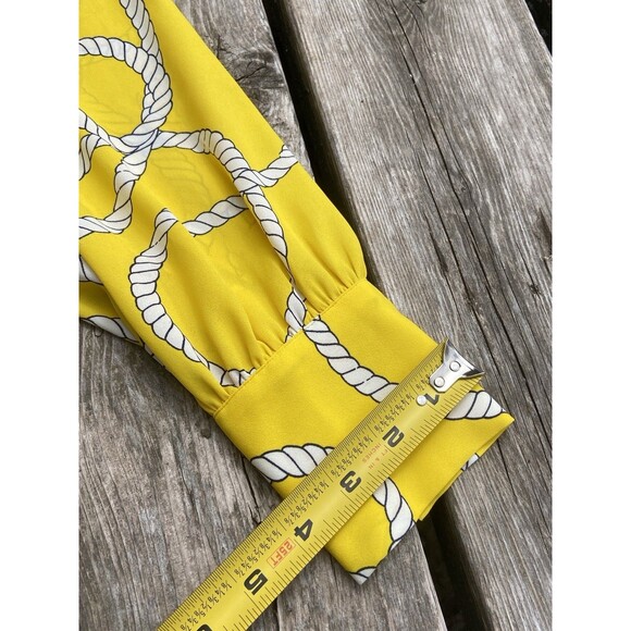 Cabi Reef Knot Women Sz Small Yellow Peplum Blouse Zipper Nautical Sailing - Picture 13 of 16